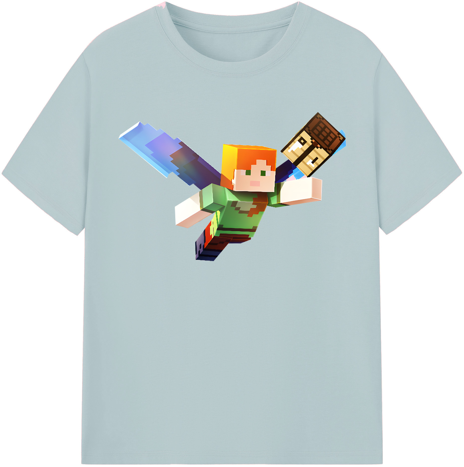 （画像用） マインクラフト ブロックの世界 Minecraft MC Block world 綿100％半袖Tシャツ（フロントプリント）